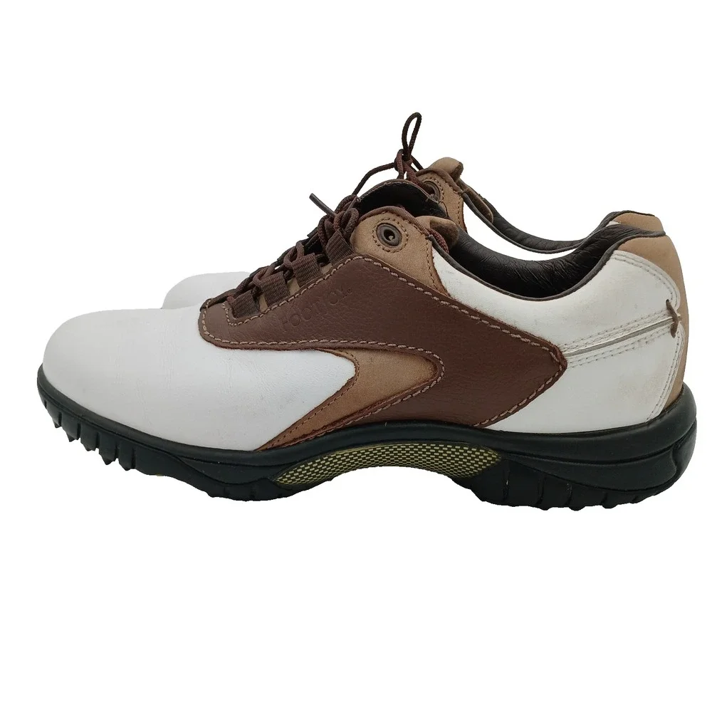 FootJoy‎ FJ Contour Series Golf Shoes White Brown Leather #54239 Men's Size 8 M